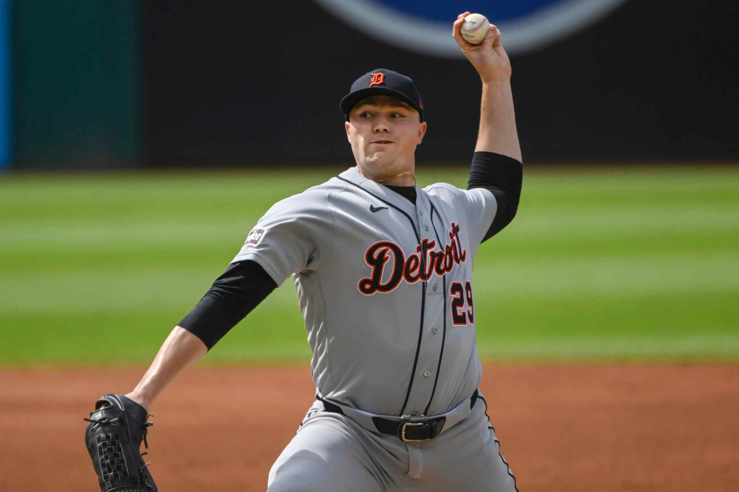 The Detroit Tigers Tarik Skubal pitching.